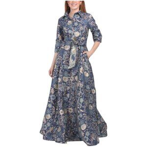RENE BY RENE RUIZ Three-quarter Sleeve Floral Metallic Jacquard Gown